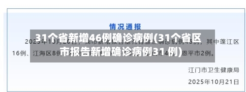 31个省新增46例确诊病例(31个省区市报告新增确诊病例31 例)-第2张图片