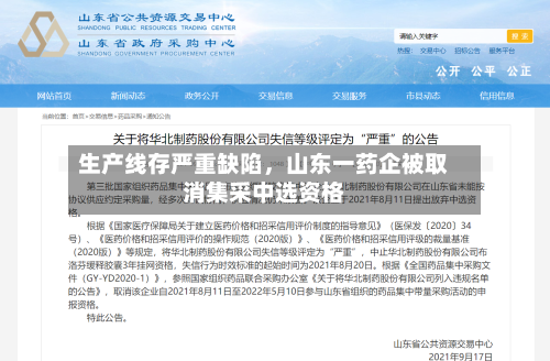 生产线存严重缺陷	，山东一药企被取消集采中选资格-第2张图片