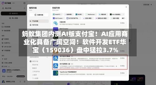 蚂蚁集团内测AI版支付宝!AI应用商业化具备广阔空间!软件开发ETF华宝(159036)盘中猛拉3.7%-第2张图片